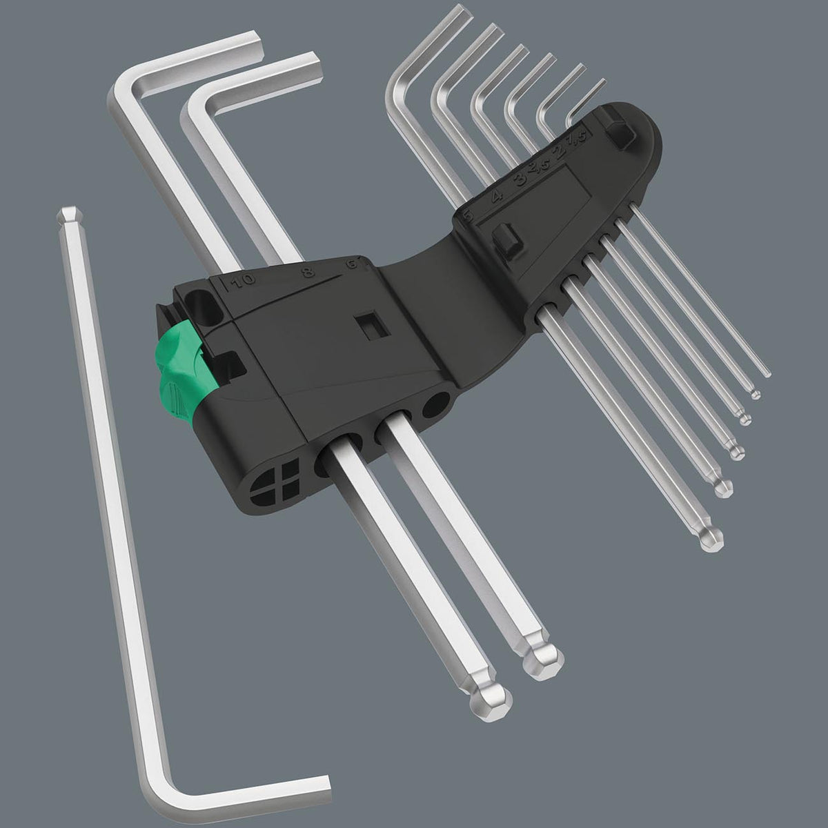 Wera 05073391001 Metric Hex-Plus Chrome Plated Long Arm L-Key Set (9-Piece Set)