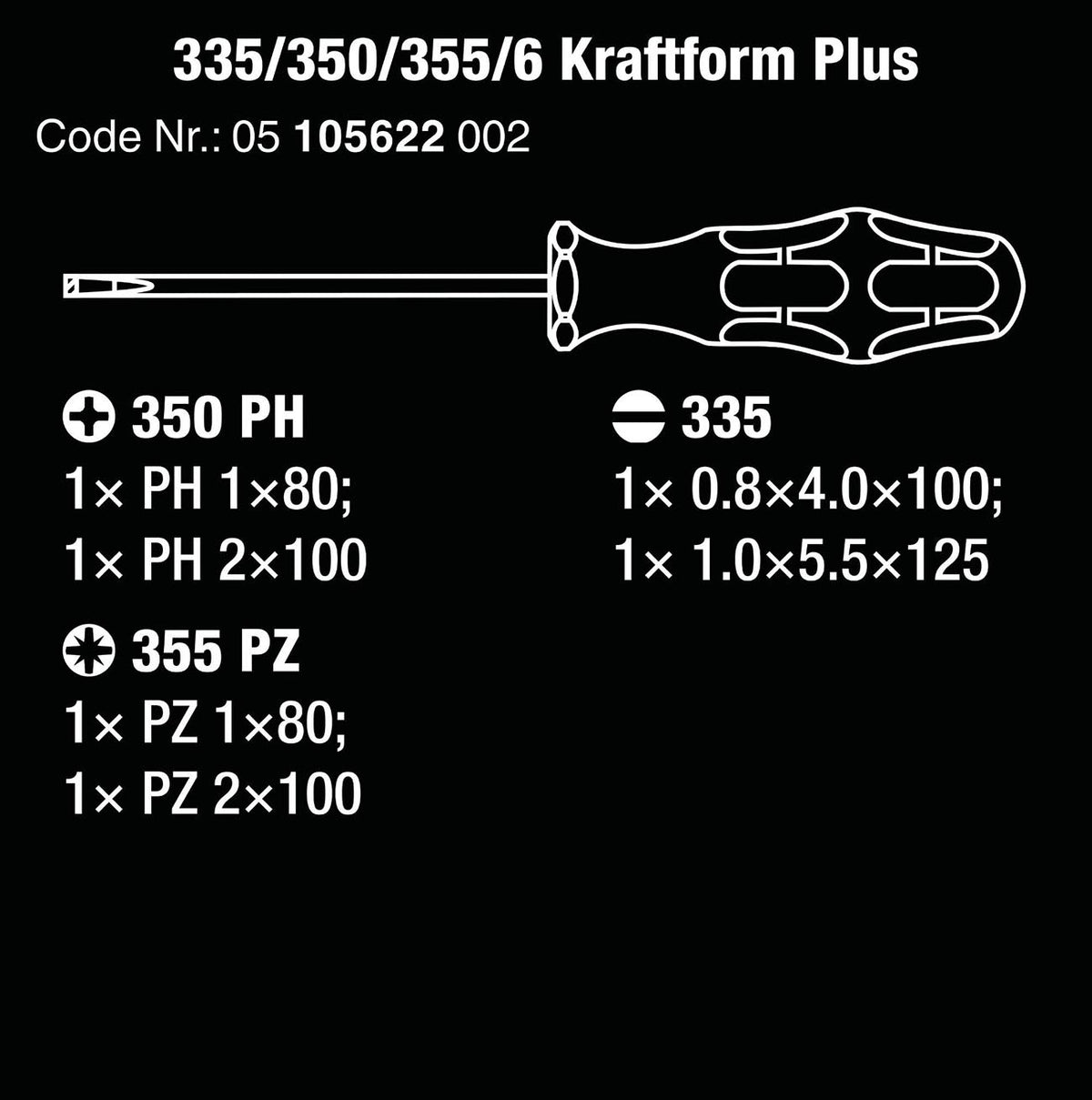 Wera 05105622001 Screwdriver Set Kraftform Plus Lasertip and Rack (6-Piece)