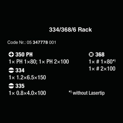 Wera 05347778001 Kraftform Screwdriver Set with Rack - Lasertip (6 Piece Set)