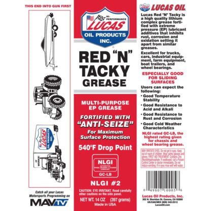 Lucas Oil 10005LUCAS Red N Tacky Grease – 14 Oz Tube