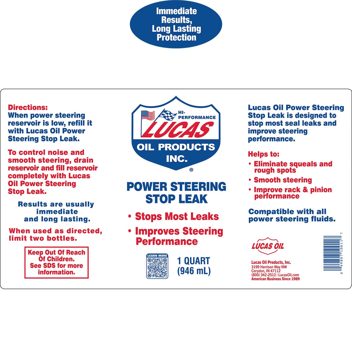 Lucas Oil Power Steering Stop Leak - 12 Ounce