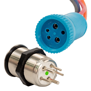 Bluewater 22mm Push Button Switch Off/(On) Momentary Contact Blue/Red LED