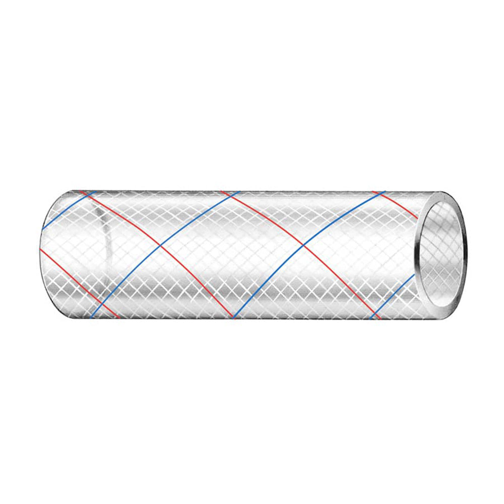 Trident Marine 5/8" x 50' Clear PVC Hose Tubing Red & Blue Tracer 102688