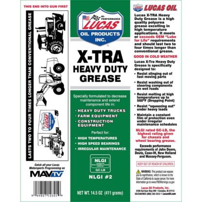 Lucas 10301LUCAS Oil X-Tra Heavy Grease - 14.5 Oz Tube