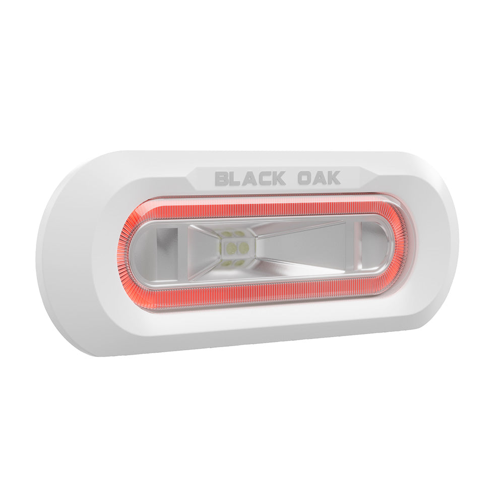 Black Oak Low Pro Marine Spreader Light, Flush Mount, White Housing, Red LED