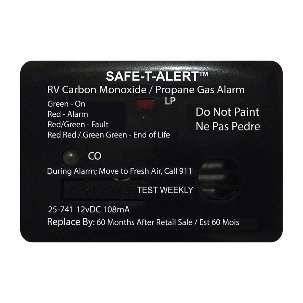 Safe-T-Alert 25 Series Carbon Monoxide/Propane Alarm 12V Hardwire - Black