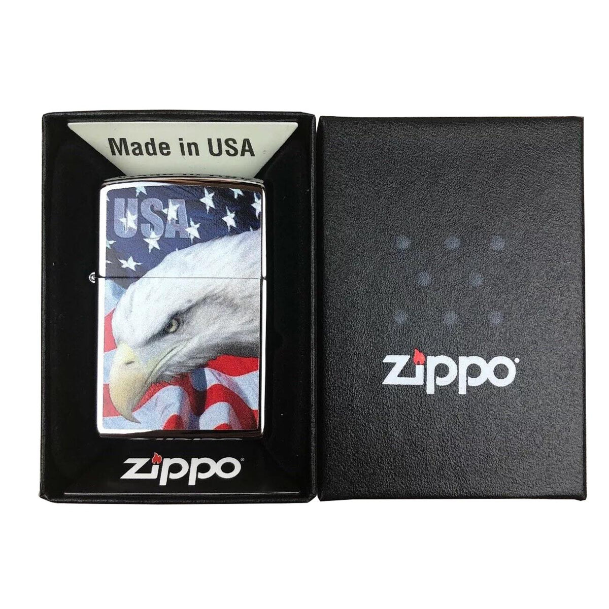 Zippo 3021 Windproof Lighter USA Flag and Eagle Imprinted 205CI013021