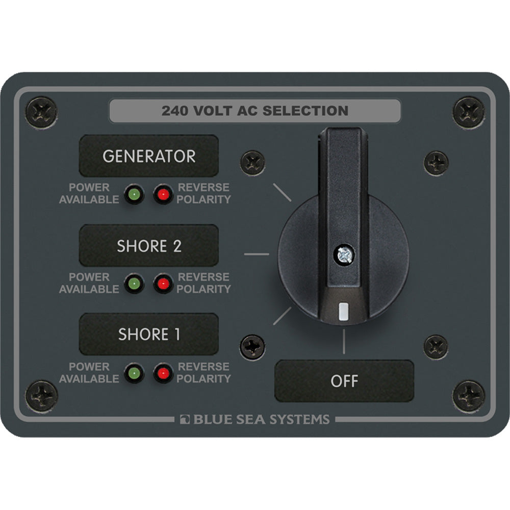 Blue Sea 8361 AC Rotary Switch Panel 65 Ampere 3 Positions + OFF, 3 Pole 20804