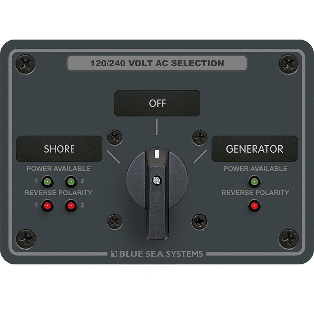 Blue Sea 8386 AC Rotary Switch Panel 30 Ampere 2 Positon + OFF, 4 Pole 20825