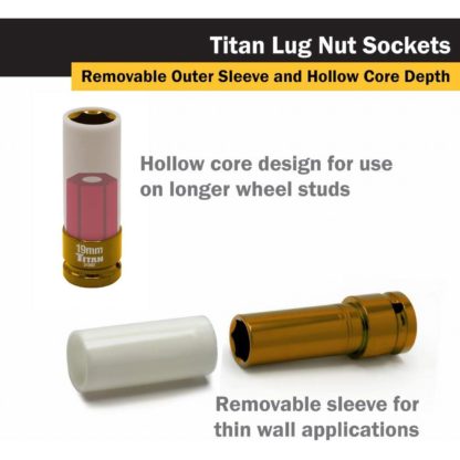 Titan 21119 1/2″ Impact Drive x 19mm Non-Maring Deep Lug Nut Socket