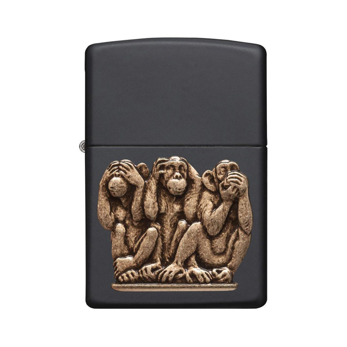 Zippo 29409 Windproof Lighter Three Monkeys, Black Matte Finish