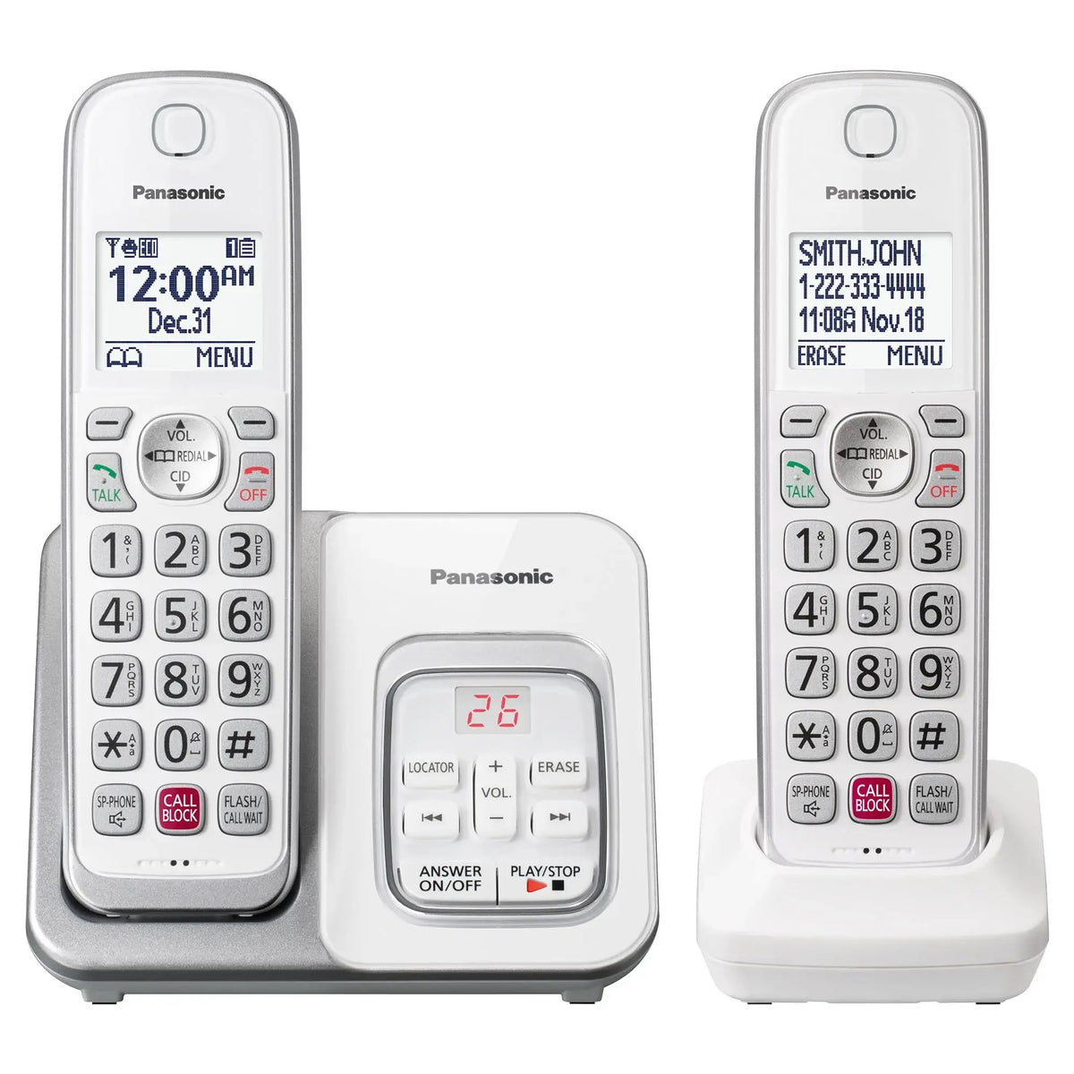Panasonic 2 Handset DECT 6.0 Exp Cordless Phone KX-TGD832W