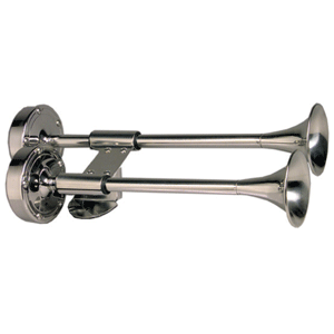 Schmitt Marine 10012 Deluxe All-Stainless Shorty Dual Trumpet Horn - 12V