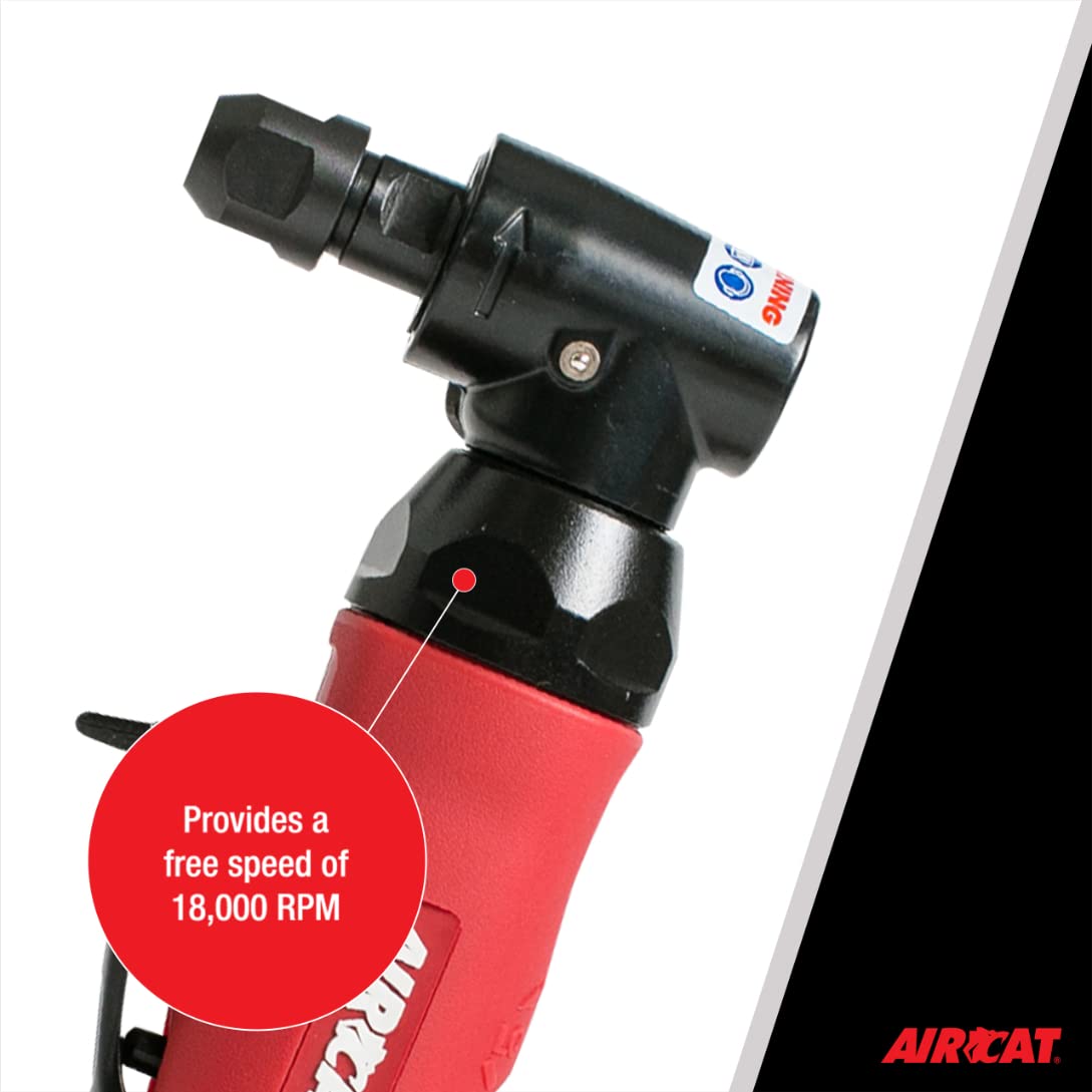 AIRCAT Pneumatic Tools 6280 .75 HP Angle Die Grinder w/ Spindle Lock 18,000 RPM