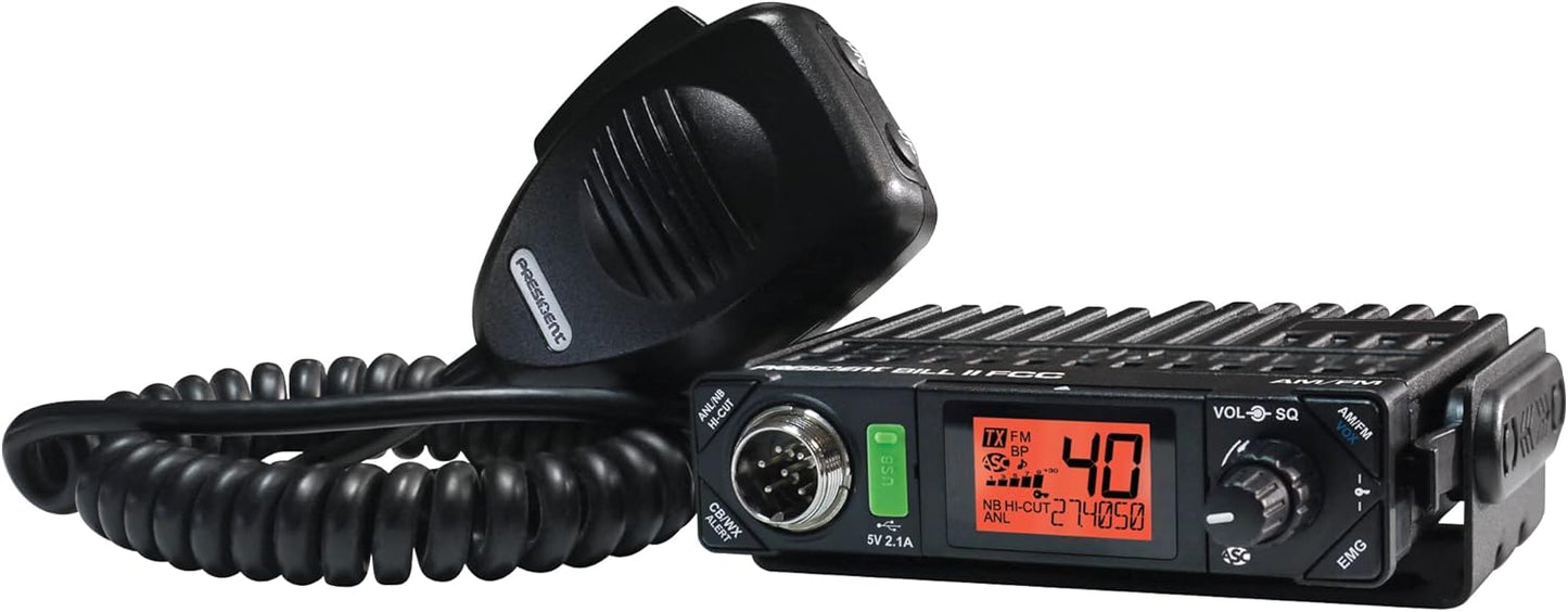 President BILL CB Radio 40 Channels AM LCD Display S-meter