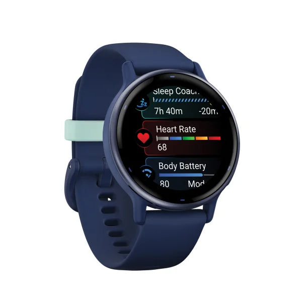 Garmin 010-02862-12 vivoactive 5 Fitness Watch Aluminum/Silicone Band(Navy Blue)