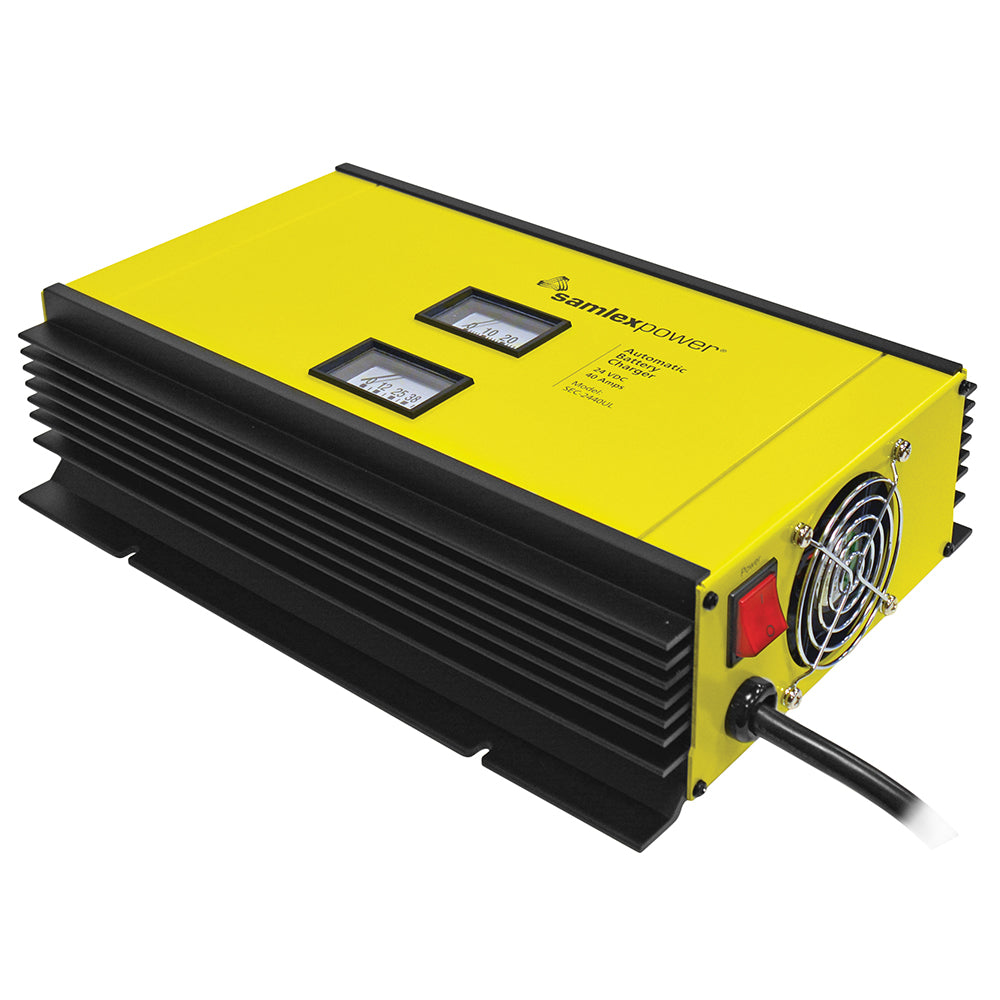 Samlex 40A Battery Charger - 24V - 2-Bank - 3-Stage w/Dip Switch & Lugs