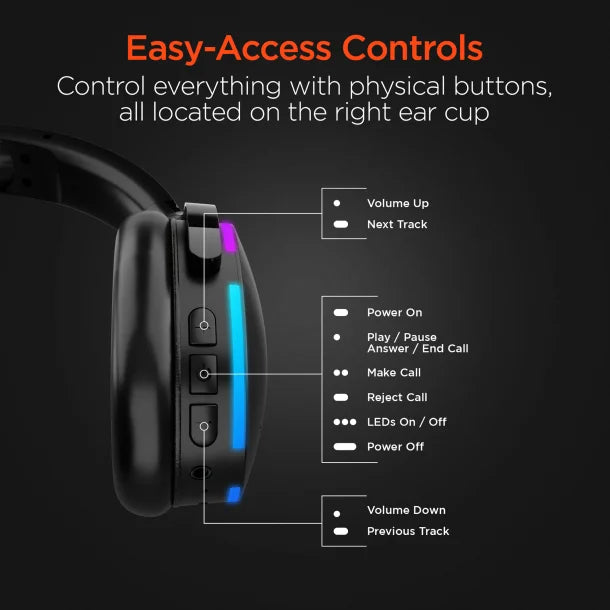 HyperGear 15861 Wireless Light-up Bluetooth Speaker and Headphones (Black)
