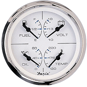 Faria 33851 Chesapeake White SS 4" Multifunction Gauge