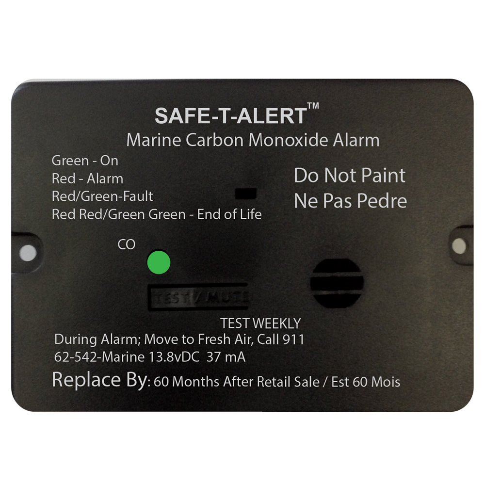 Safe-T-Alert Carbon Monoxide Alarm w/Relay 12V Marine Flush Mount, Black 71058