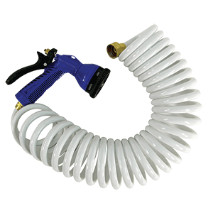 Whitecap P-0440 15' White Coiled Hose w/Adjustable Nozzle