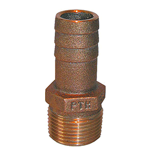 GROCO PTH-1125 1-1/4" NPT x 1-1/8" ID Bronze Pipe to Hose Straight Fitting