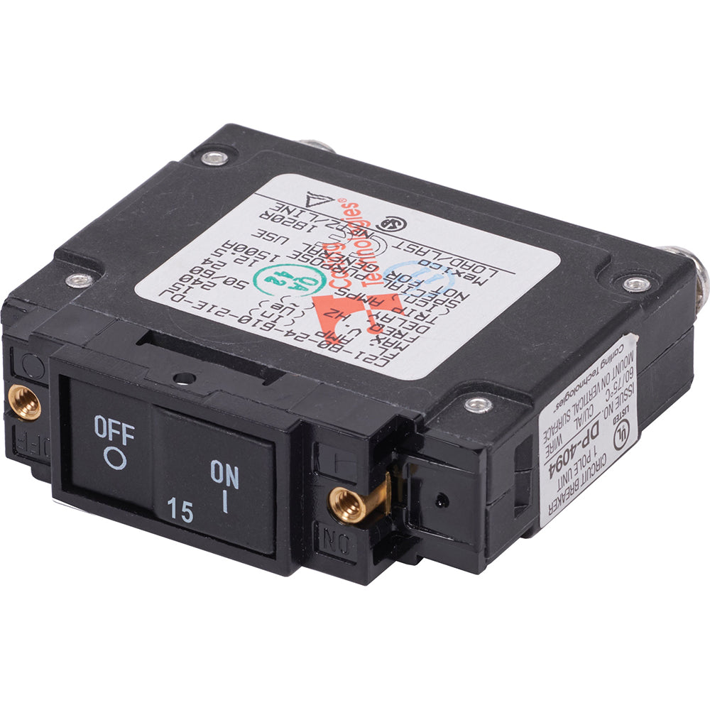 Blue Sea 7456 UL-489 Circuit Breaker - 15A Flat Rocker 75127