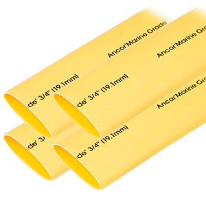 Ancor 306906 Heat Shrink Tubing 3/4" x 6" - Yellow - 4 Pieces