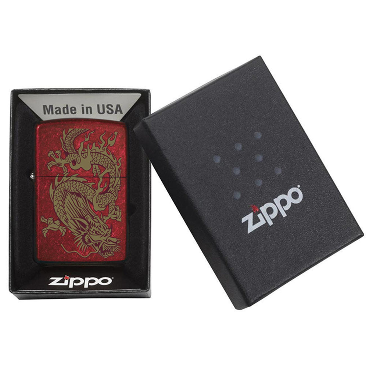 Zippo Windproof Lighter Golden Dragon (Candy Apple Red) 79095