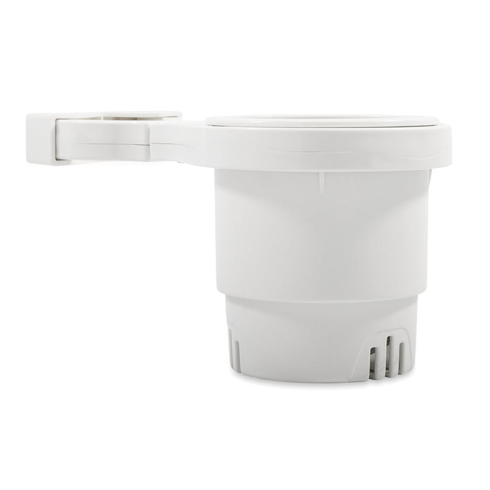 Camco Clamp-On Rail Mounted Cup Holder - Up to 2" Rail (White) 86552