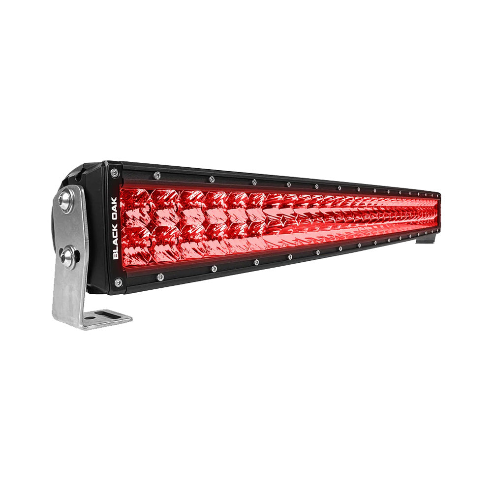 Black Oak 30" Curved Double Row Red LED Hunting Light Bar, Combo Optics, Black