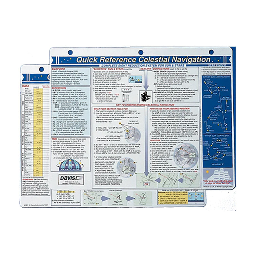 Davis Quick Reference Celestial Navigation Card 98320