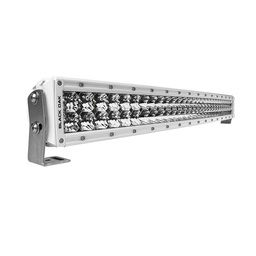 Black Oak 30" Marine Curved Double Row LED Light Bar, Spot Optics, White Housing