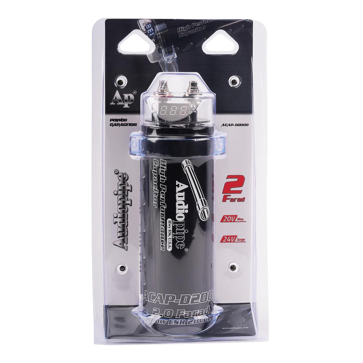 Audiopipe 2.0 Farad Power Capacitor ACAPD2000