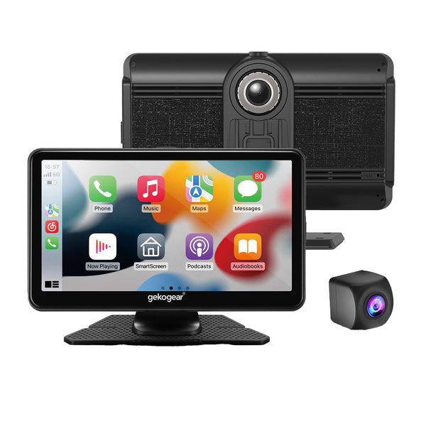 GekoGear C110 7in Display Dash Cam, Backup Cam, CarPlay, Android Auto, BT, WiFi