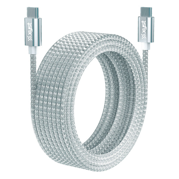 XYST XYS-C10604B 10-Ft. Braided USB-C to USB-C Cable, White