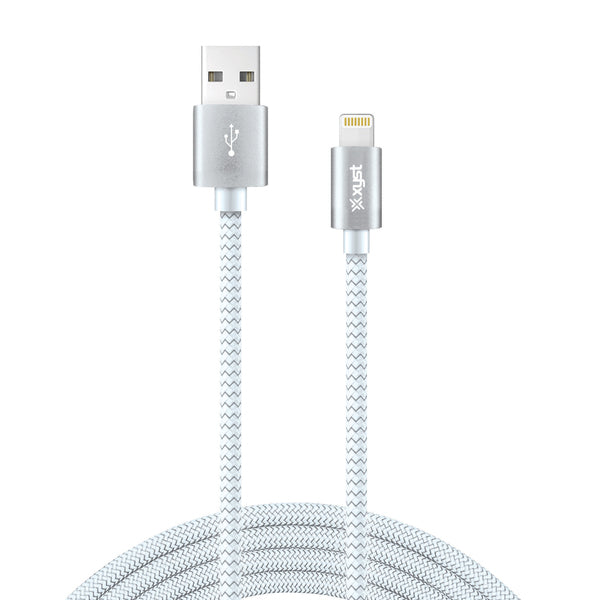 XYST XYS-L10604B Charge/Sync USB to Lightning Braided Cable, 10 Ft. (White)