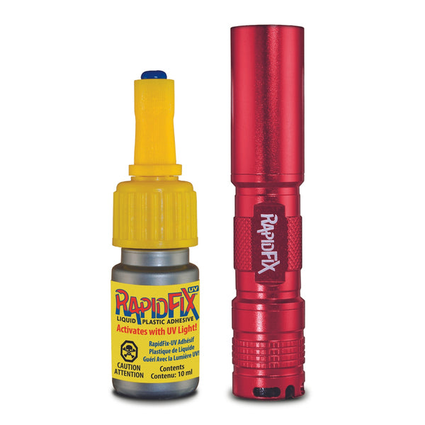 RapidFix 6121805ES Liquid Plastic UV-Activated Adhesive with UV Flashlight