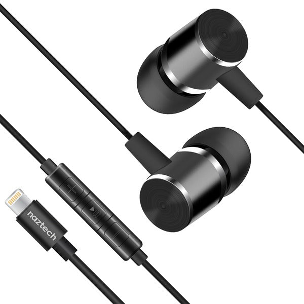 Naztech 14203 Platinum MFi Lightning Earphones (Black)