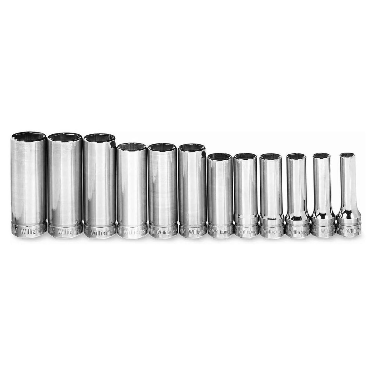 Williams Metric 3/8" Drive DEEP SUPERTORQUE™ Socket Set – 6 Point (12 Piece)