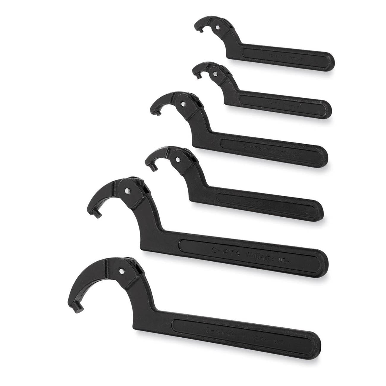 Williams Adjustable Hook Spanner 6 Wrench Set