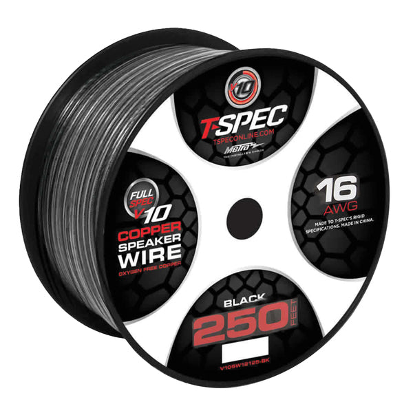 T-Spec V10SW16250-BK v10 SERIES Black Speaker Wire (16 Gauge, 250 Feet)