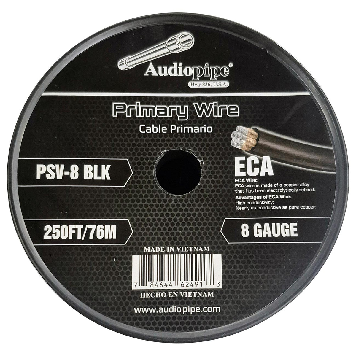 Audiopipe Flexible Power Cable 8 Gauge 250 Foot - Black