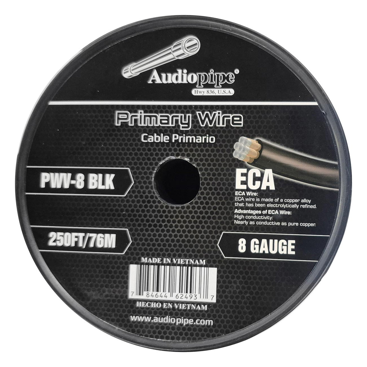Audiopipe Flexible ECA Power Cable 8 Gauge 250 Foot - Black