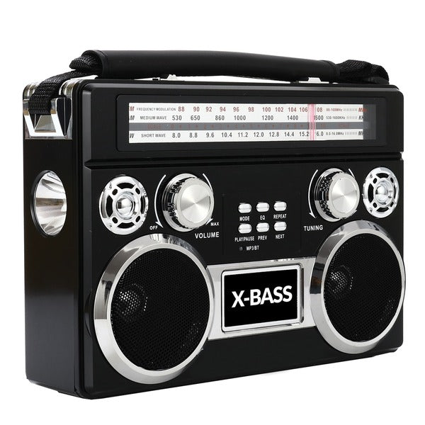 Supersonic SC-1097BT- Black Portable 3-Band Radio