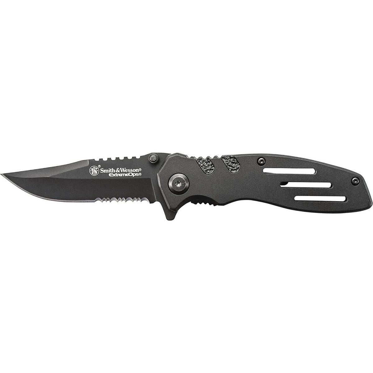 Smith & Wesson Extreme Ops Folding Knife Partially Serrated Blade SWA24S
