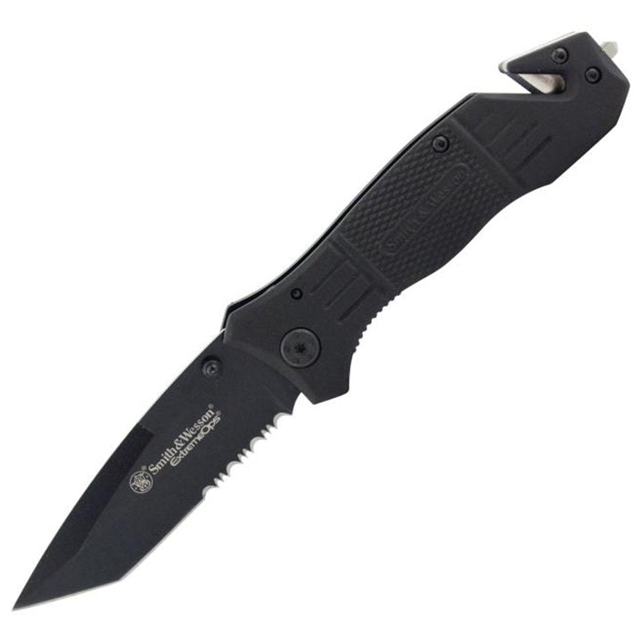 Smith & Wesson Extreme Ops Folding Knife Partially Serrated Tanto Blade SWFR2S