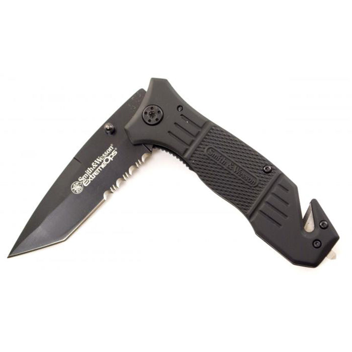 Smith & Wesson Extreme Ops Folding Knife Partially Serrated Tanto Blade SWFR2S