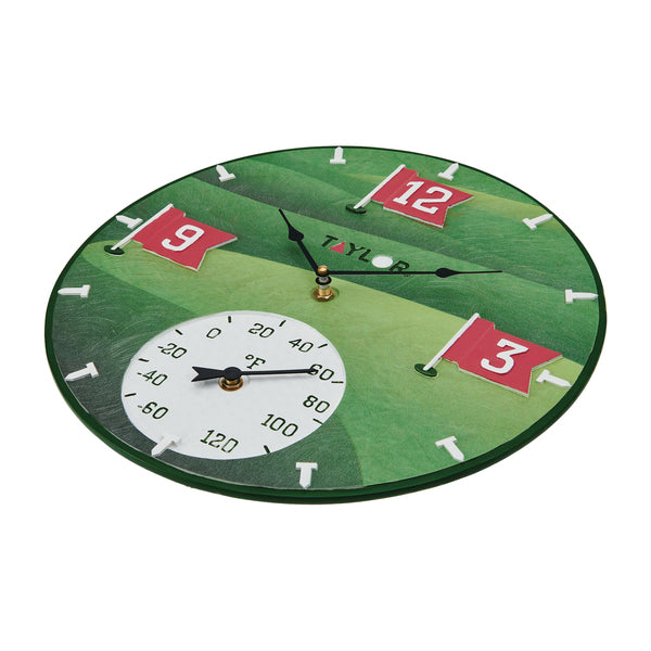 Taylor Precision Products 5293767 14-In. x 14-In. Tee Time Poly Resin Clock