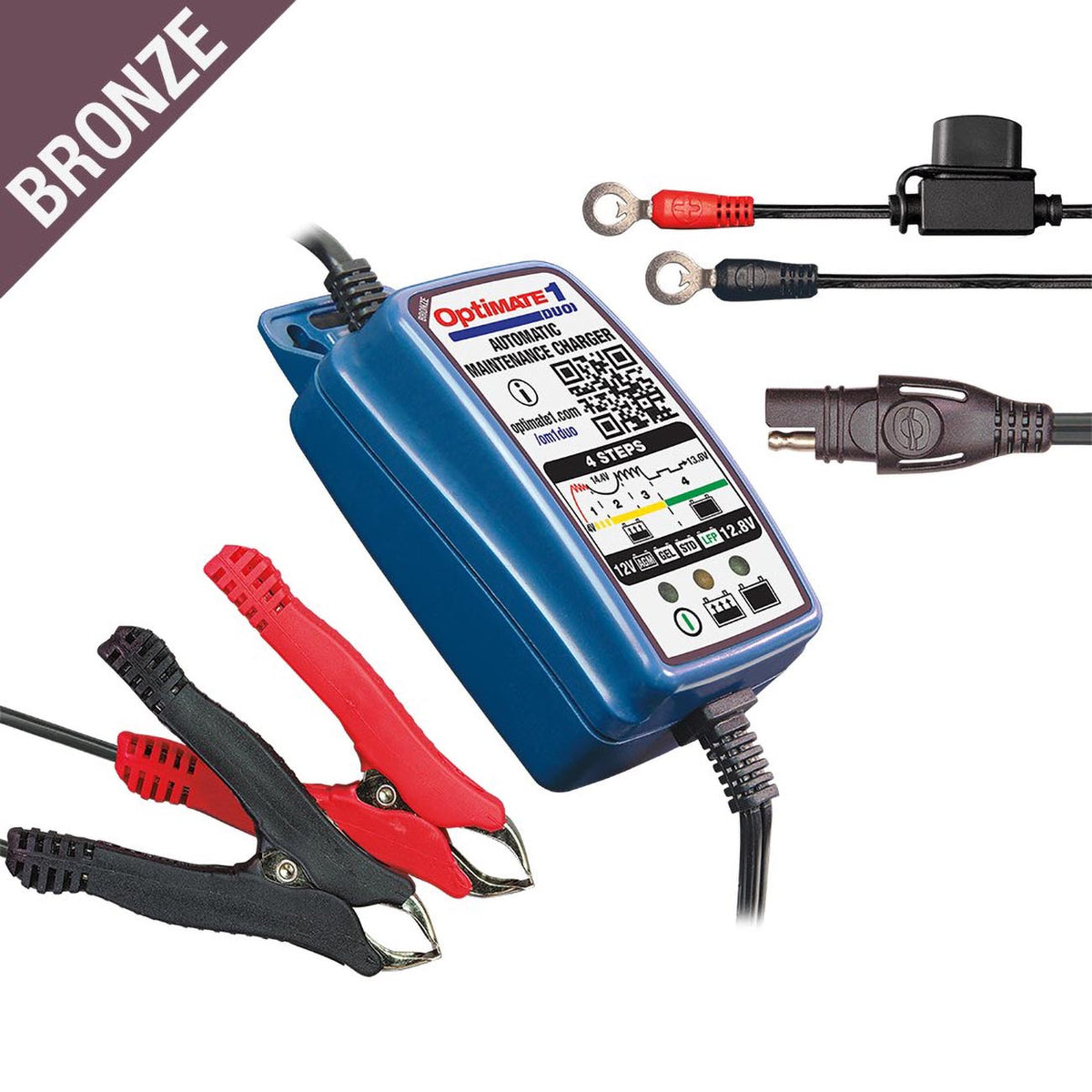 TecMate Optimate 1 Duo, TM409, 4Step 12V/12.8V 0.6A Battery Charger & maintainer